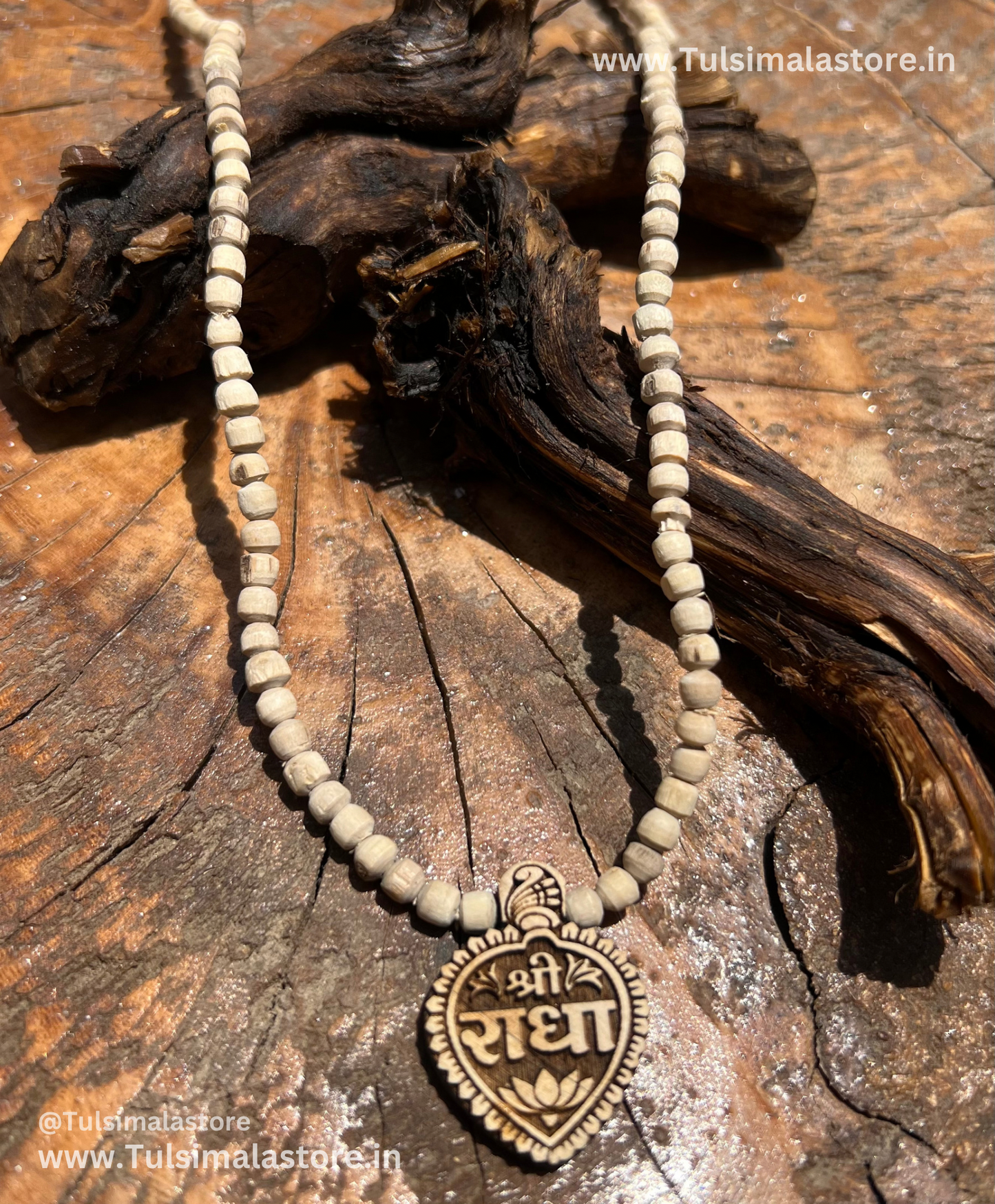 Shri Radha Tulsi Locket & Round Tulsi Beads Kanthi Mala