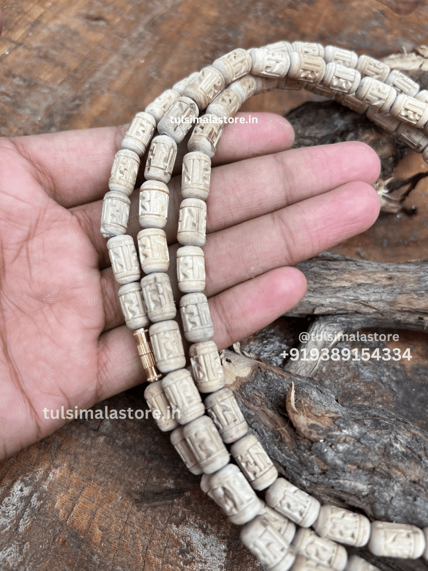 3 Round Radha Name Handmade Tulsi Kanthi Mala