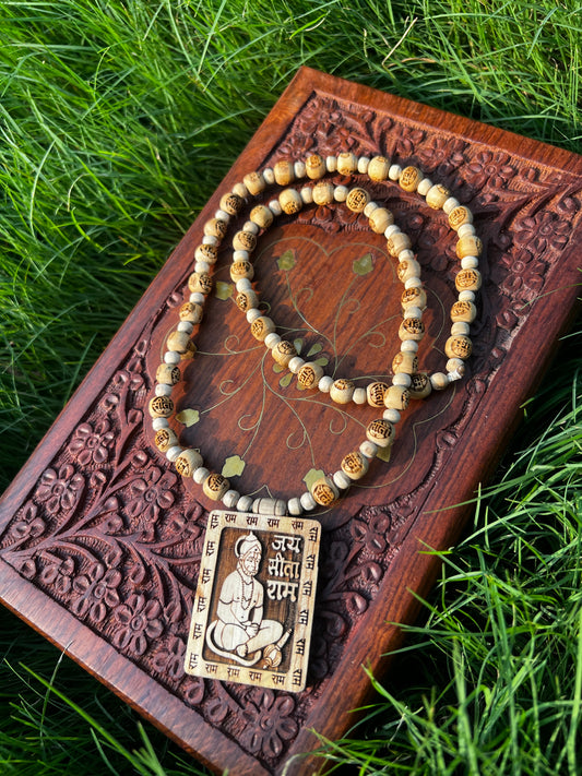 Hanuman ji tulsi locket & Ram Name Beads Mala ( 22inch