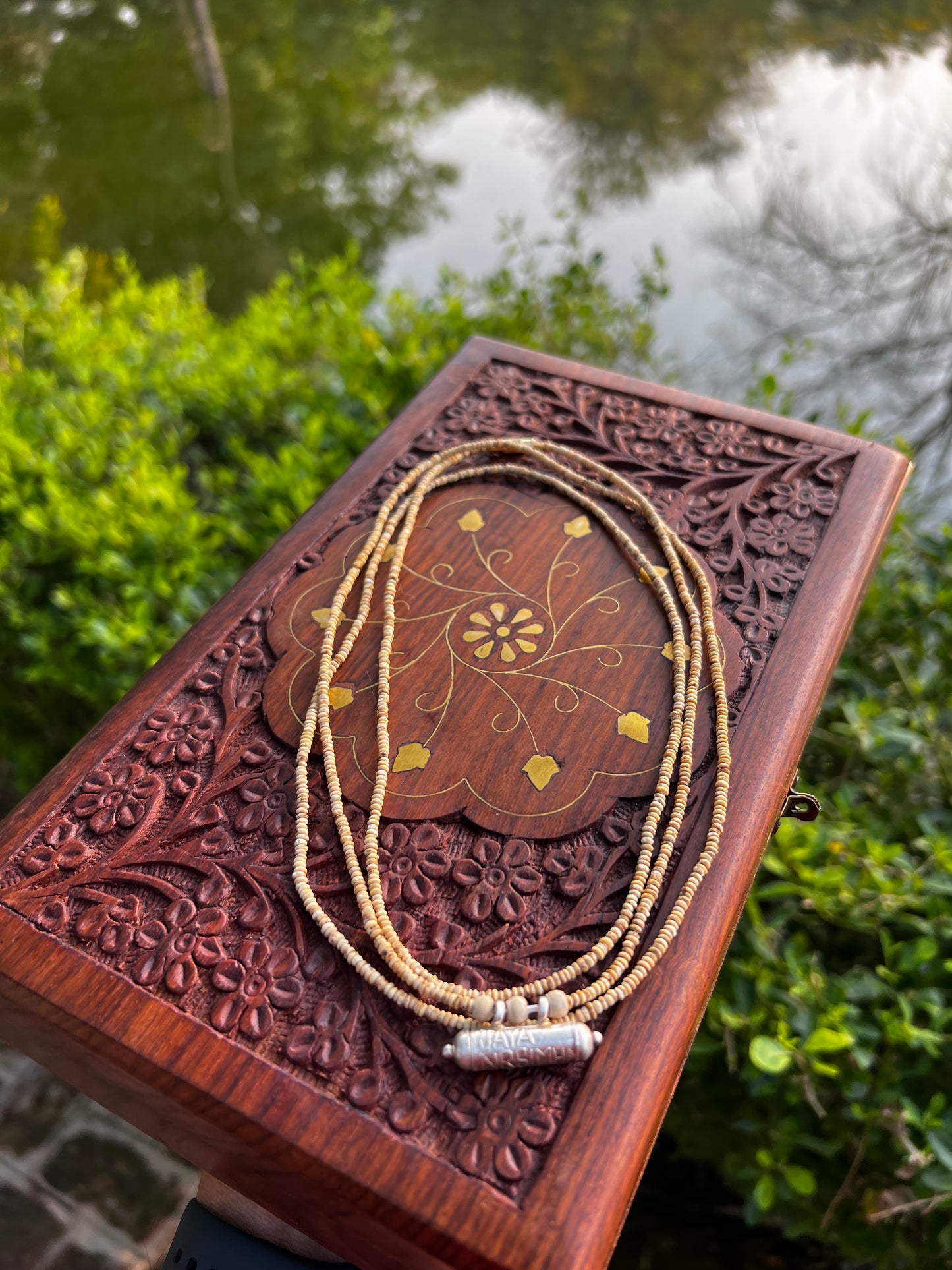 Silver Kavch 3 Round Barik Kanthi Mala Silver Kavch Fill with Brajraj