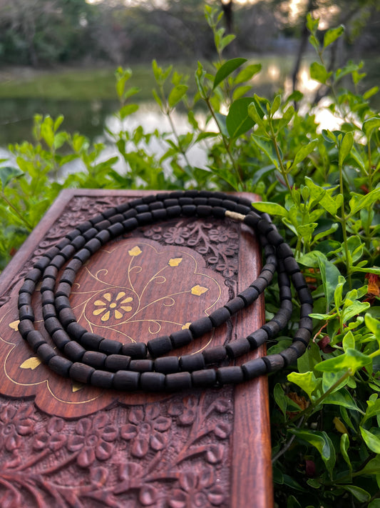 3 Round Long Black Beads Kanthi Mala Original Ghee dip tulsi Kanthi