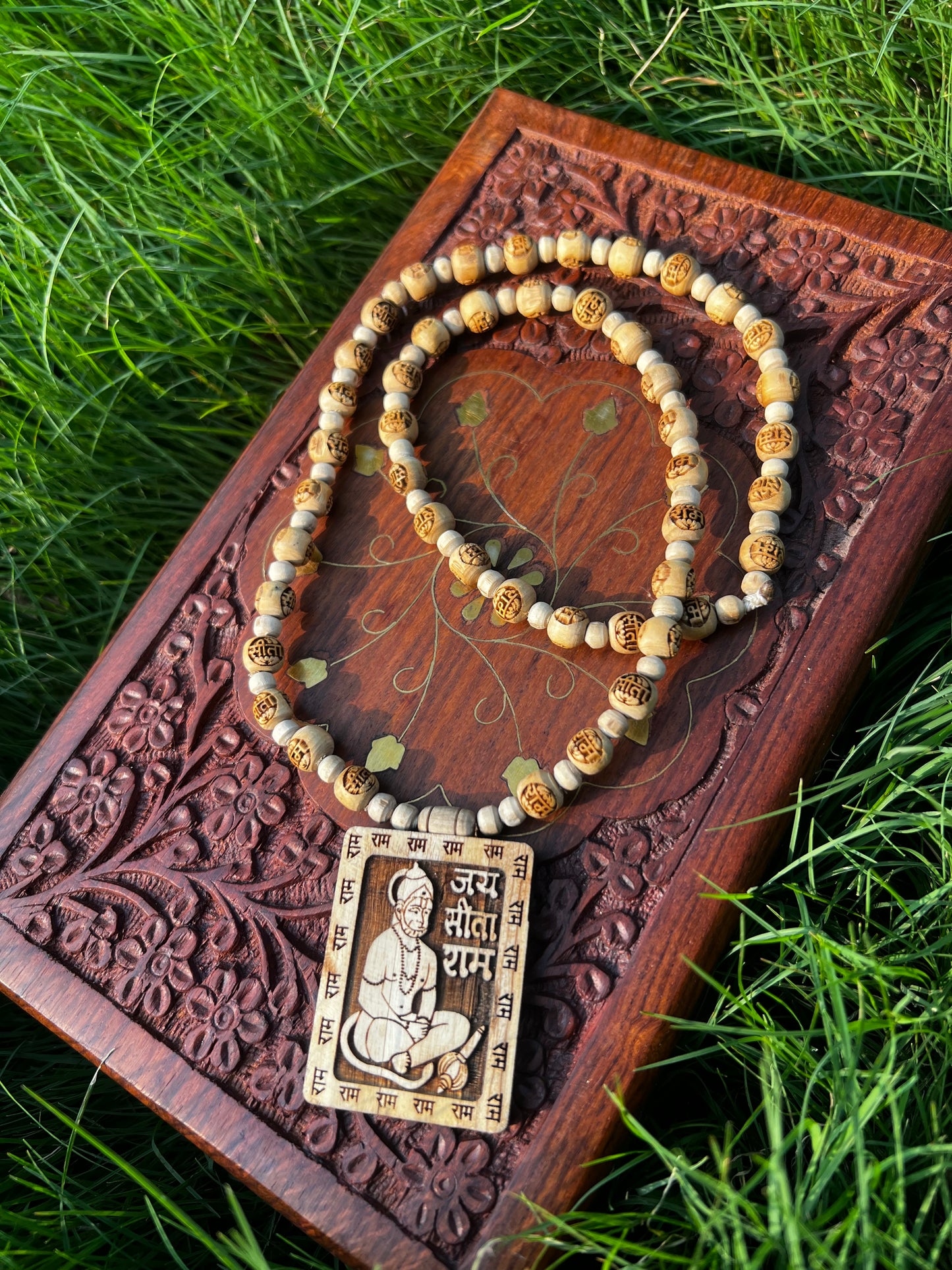 Hanuman Ji Tulsi Mala – Original Tulsi Ram Beads and Tulsi Locket from Vrindavan