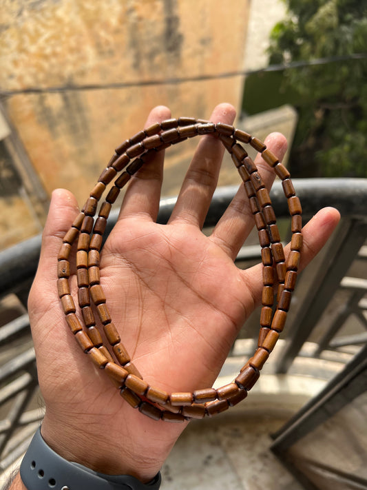 3 Round Brown Beads Kanthi Mala Original Tulsi beads