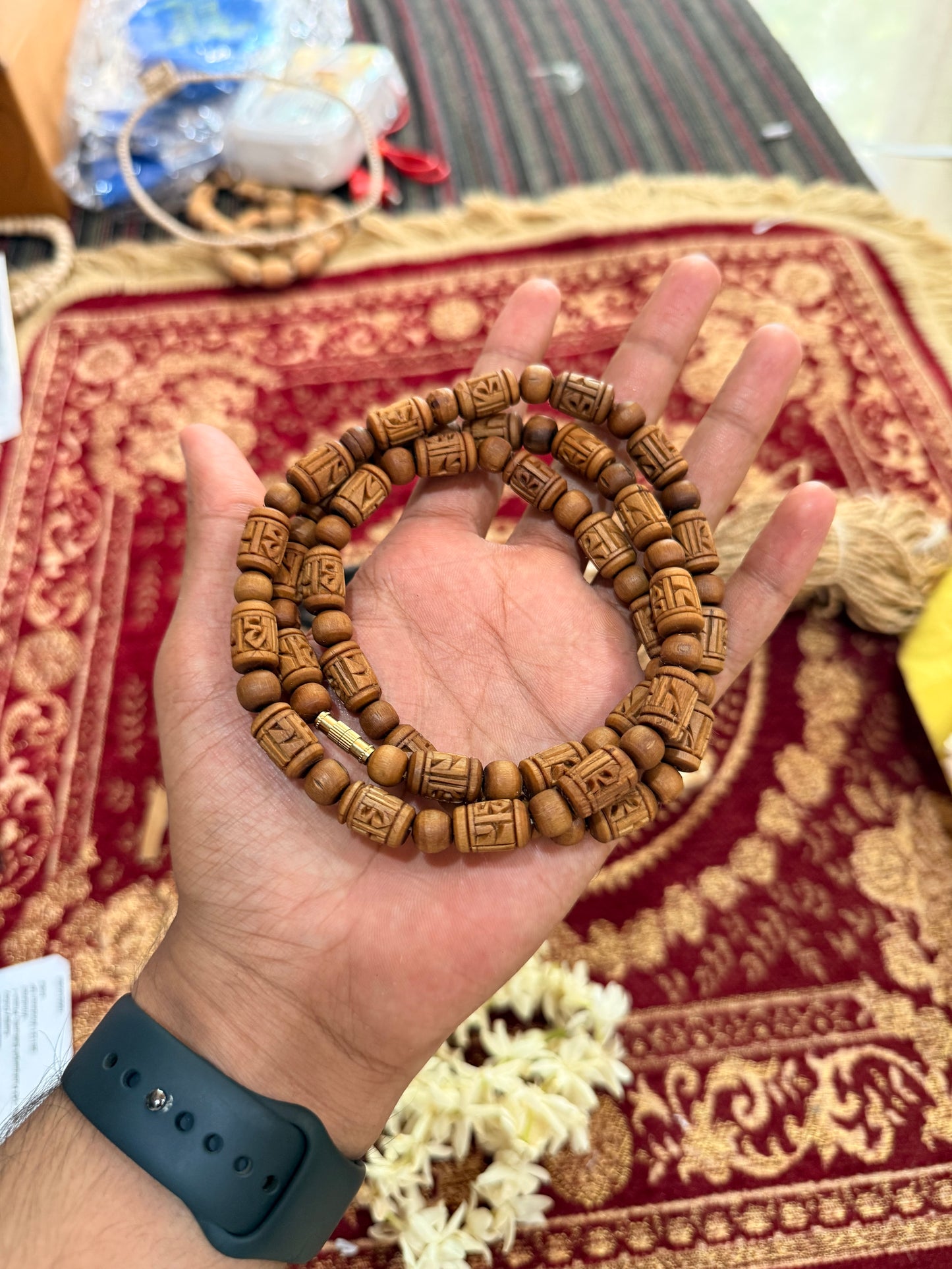 Prasadi Tulsi Kanthi Mala 2 Round Brown Beads Radha & Round Beads Original Tulsi Beads