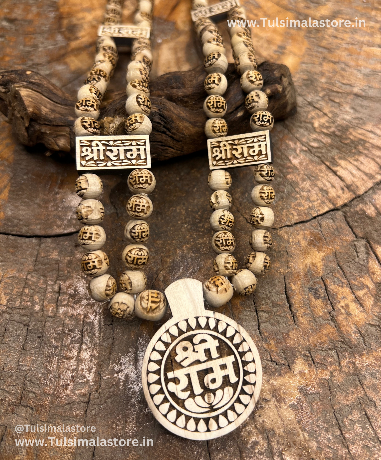 Shree Ram Name Tulsi Locket & Ram Name Beads 2 Layers Mala Tulsimala