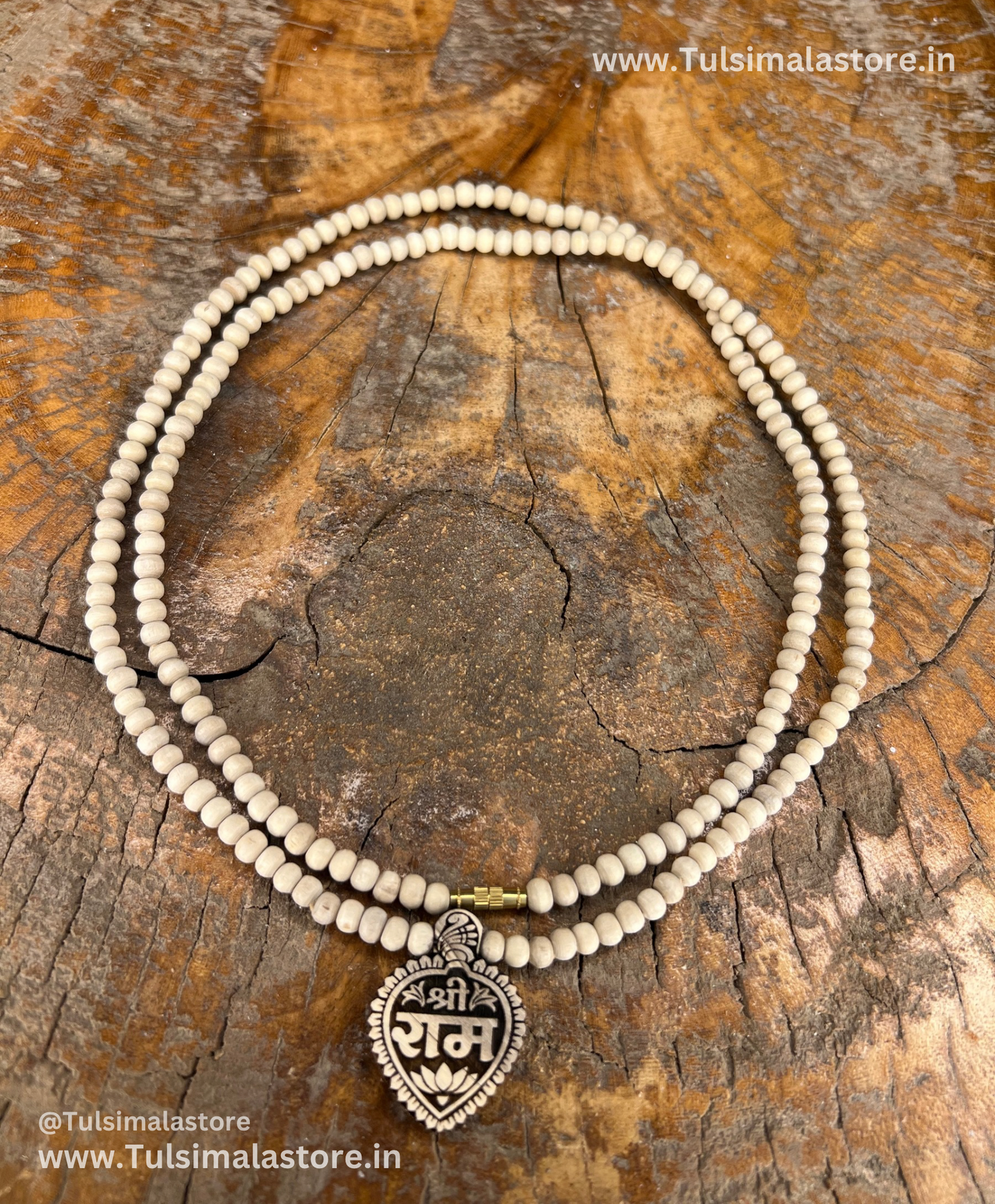 Ram Locket 2 Round Kanthi Mala Round Tulsi Beads & Locket also Made By Tulsi