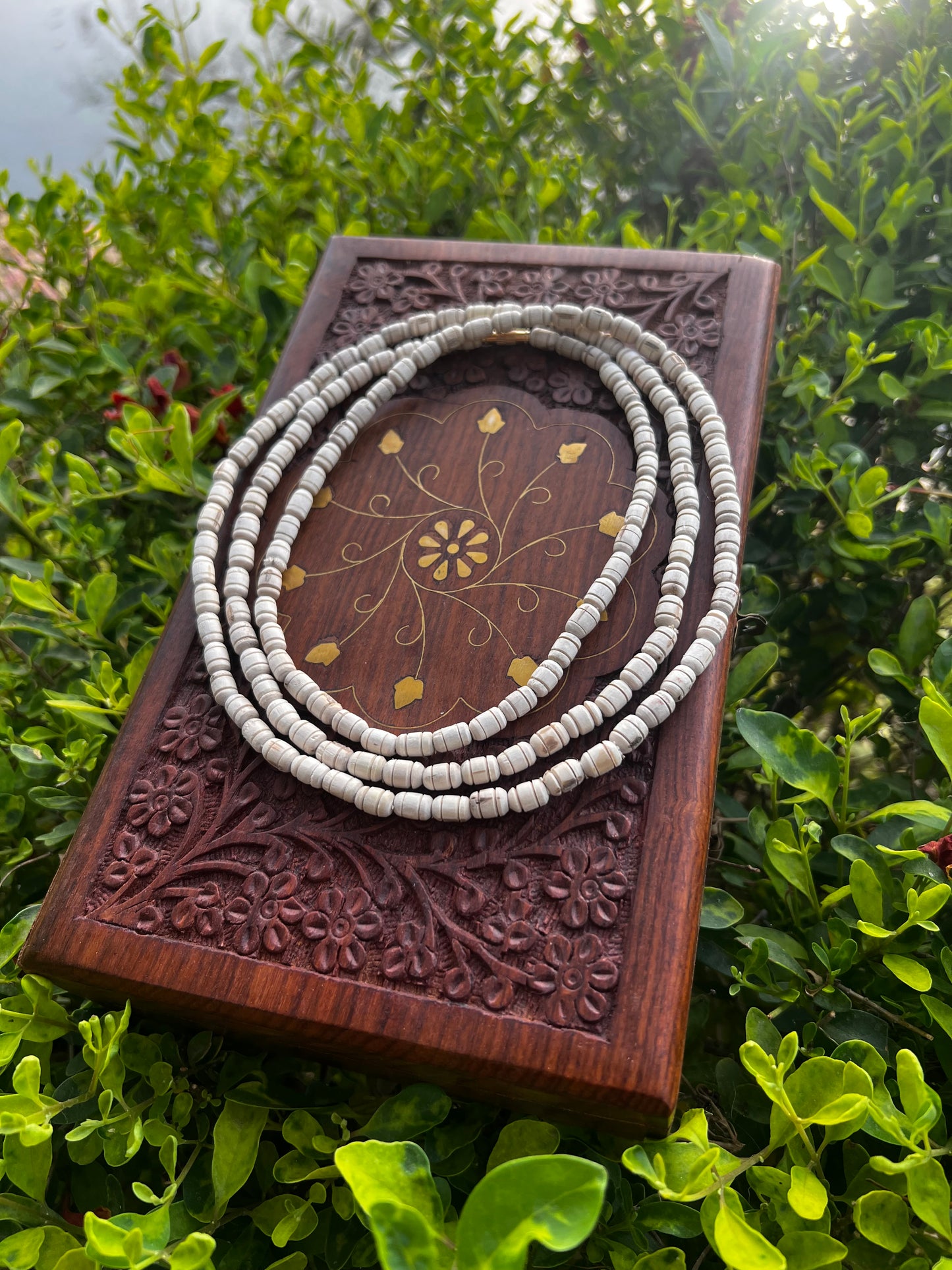 3 Round Long Tulsi Beads Kanthi Kanthi Mala Line Beads design