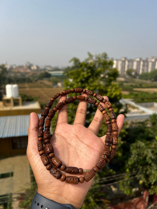 2 Round Brown Radha Beads Handcrafted Tulsi Kanthi Mala