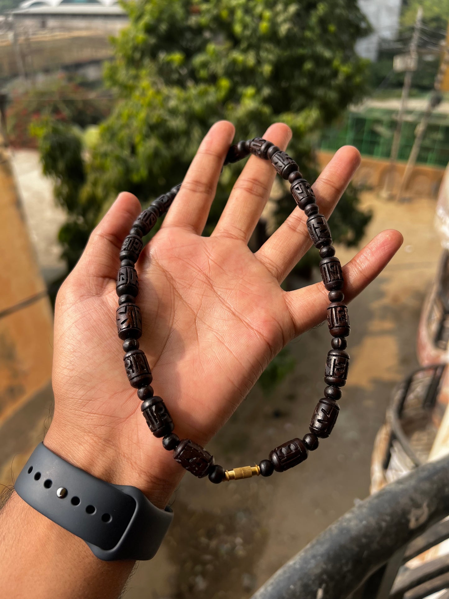 Black Radha Name Handcrafted Tulsi Beads Kanthi Mala