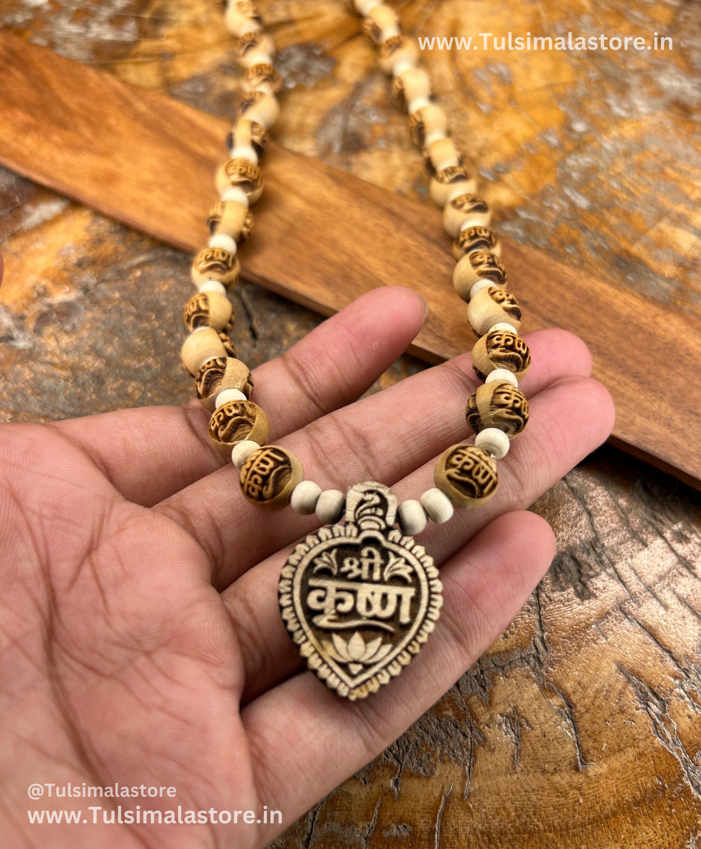Krishna Tulsi Locket & Krishna Tulsi Beads & Round Beads 24inch Mala