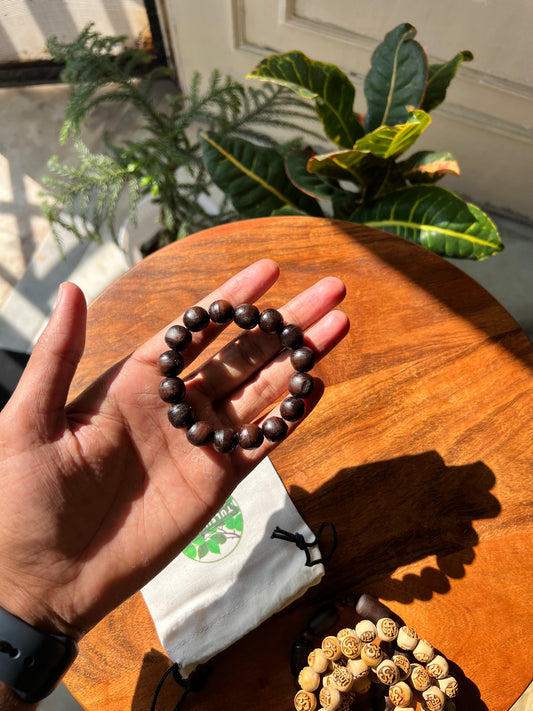 Tulsi Bracelet Black Tulsi Beads Elastic Strong Thread