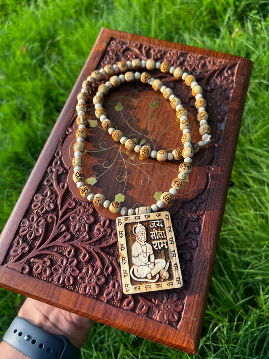 Hanuman ji tulsi locket & Ram Name Beads Mala ( 22inch