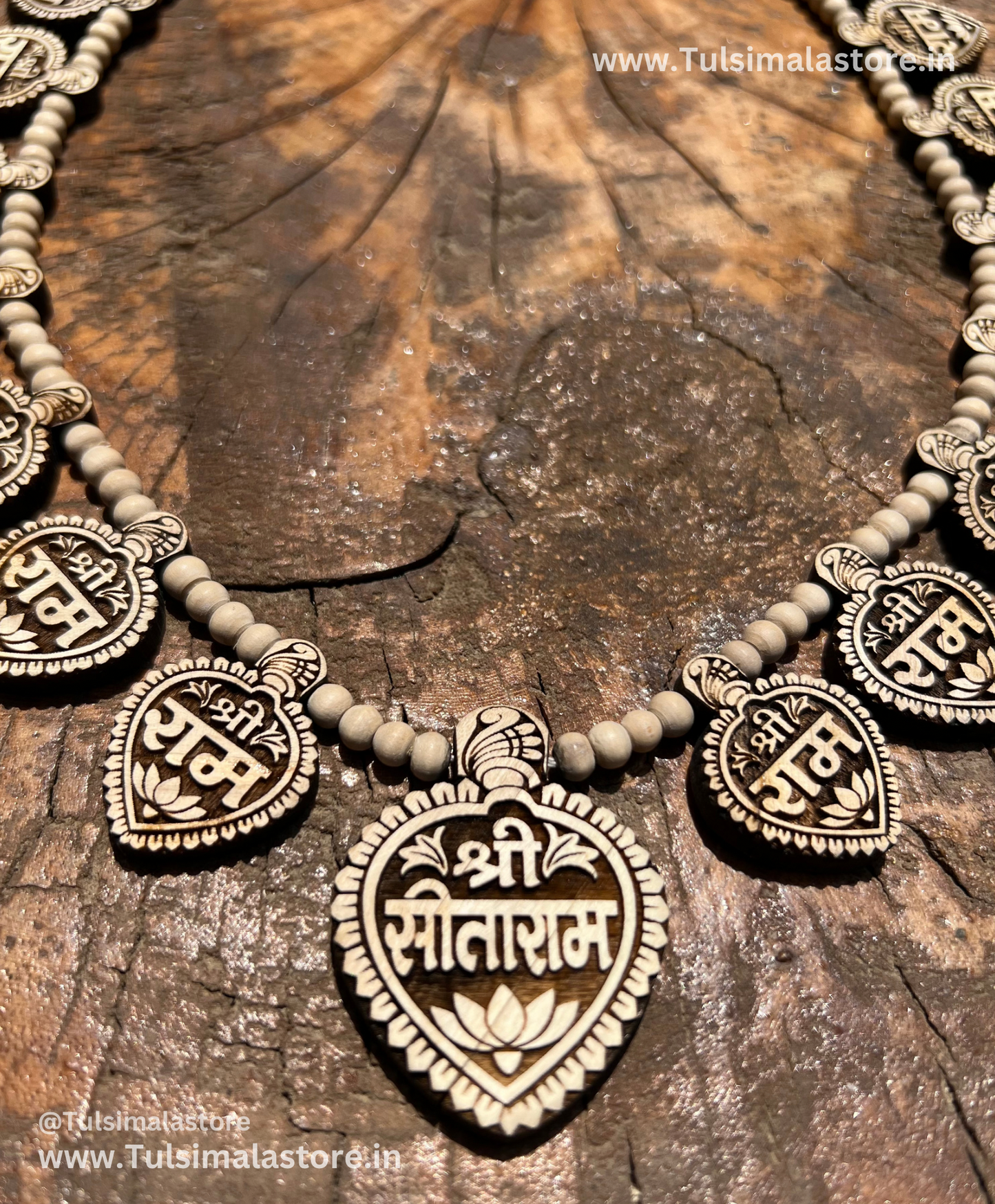 Shree Ram Name 16 Patte Tulsi Mala & 1 Shree SitaRam Name Big Size Locket(1.5inch) (22 inch Total Mala Length)
