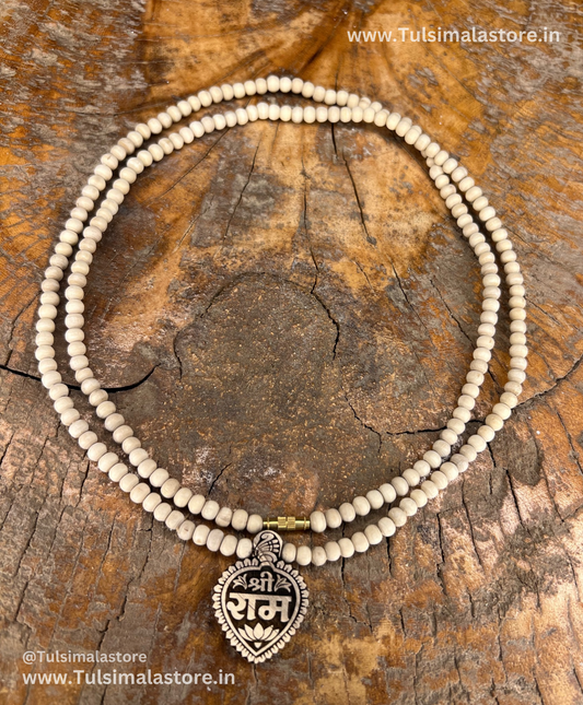 Ram Locket 2 Round Kanthi Mala Round Tulsi Beads & Locket also Made By Tulsi