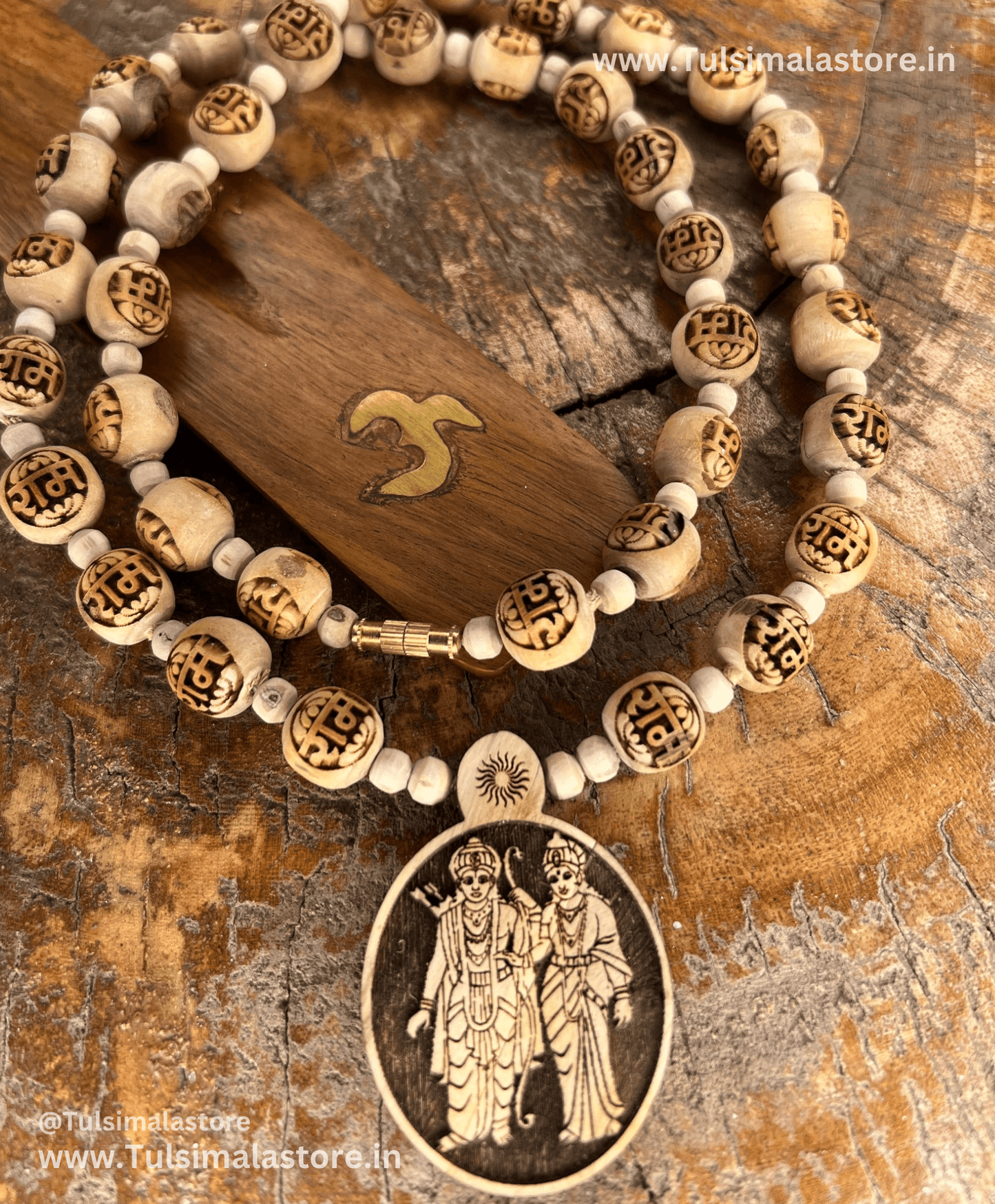 Pure Tulsi Sita Ram Locket & Ram Ram Beads Mala 24inch