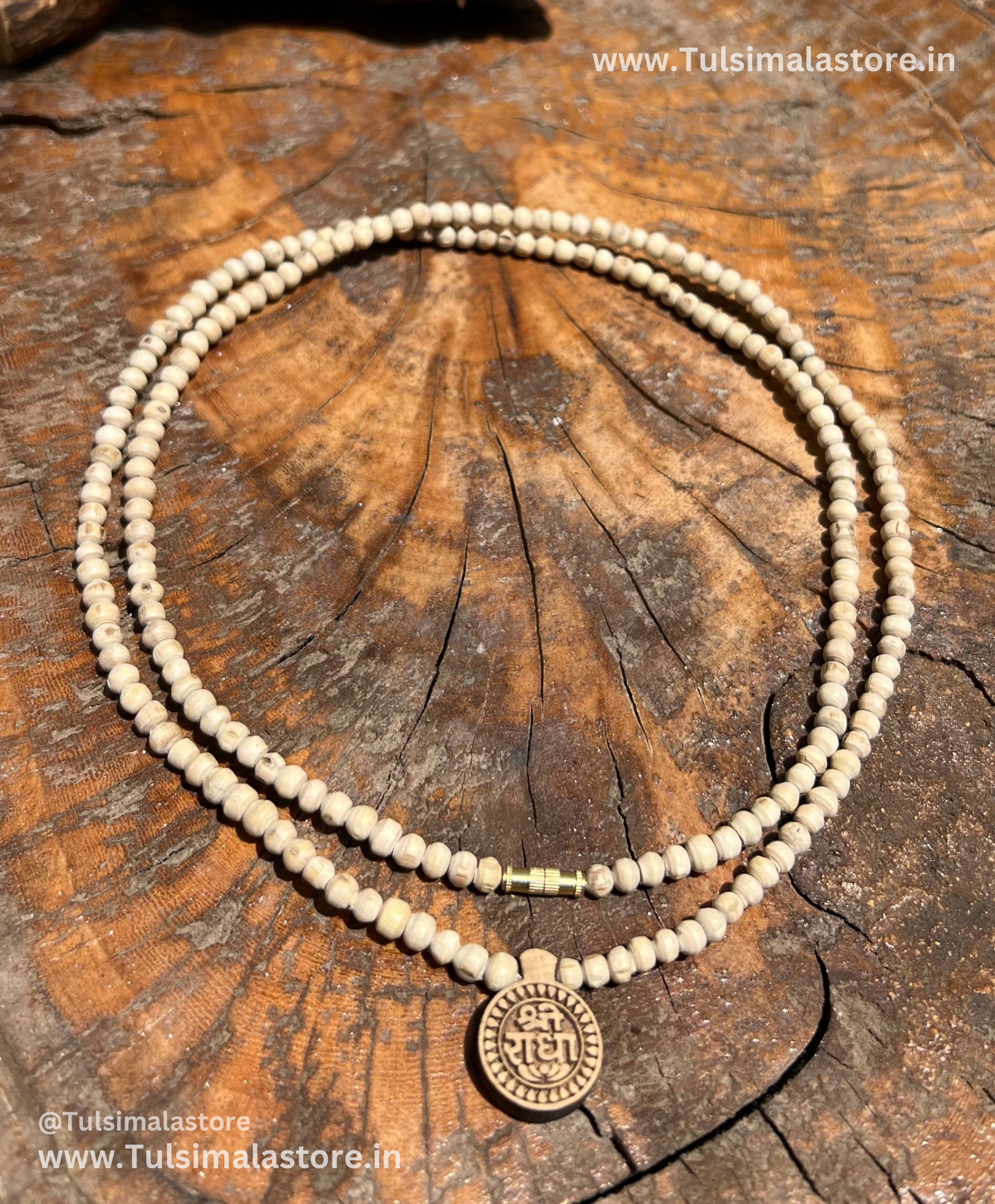 Radha Name Round Kanthi Mala Round Tulsi Beads Locket also