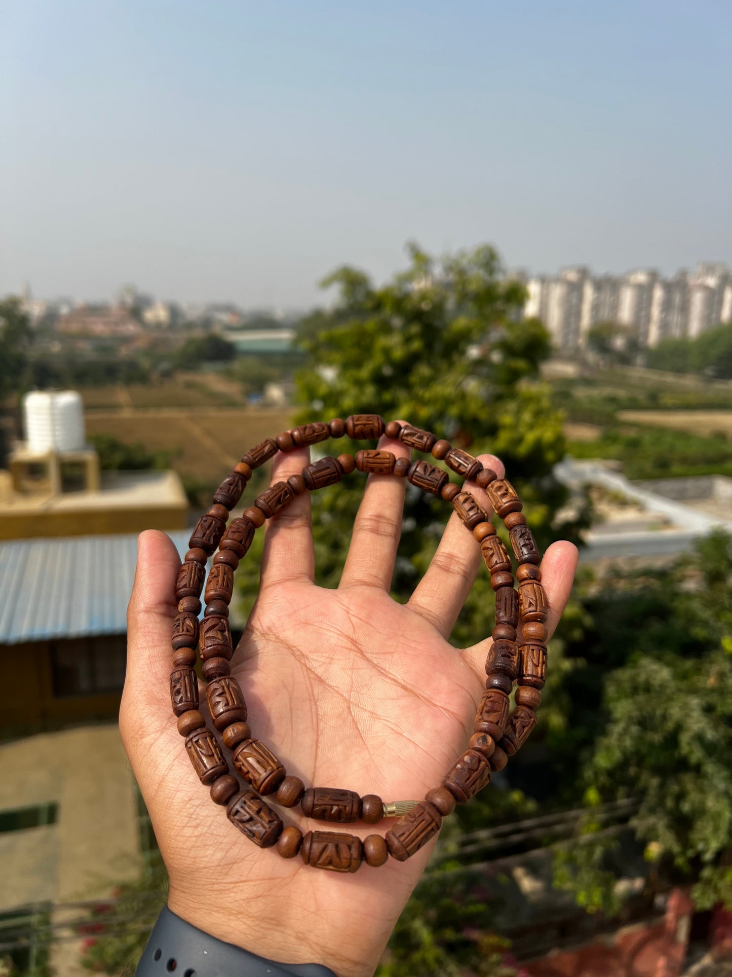 2 Round Brown Radha Beads Handcrafted Tulsi Kanthi Mala