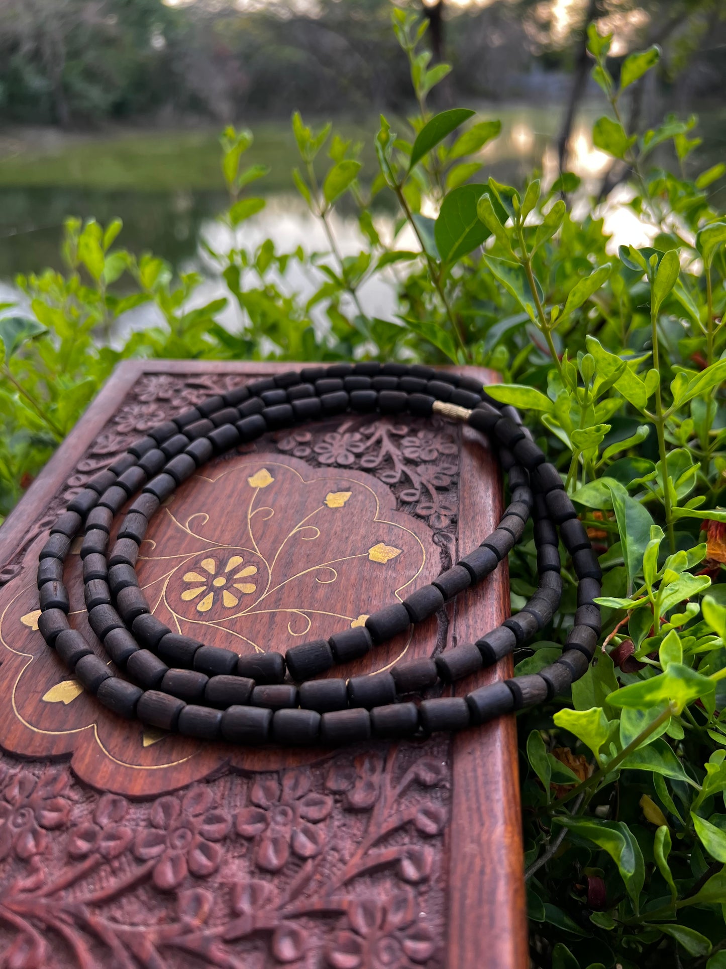 3 Round Long Black Beads Kanthi Mala Original Ghee dip tulsi Kanthi