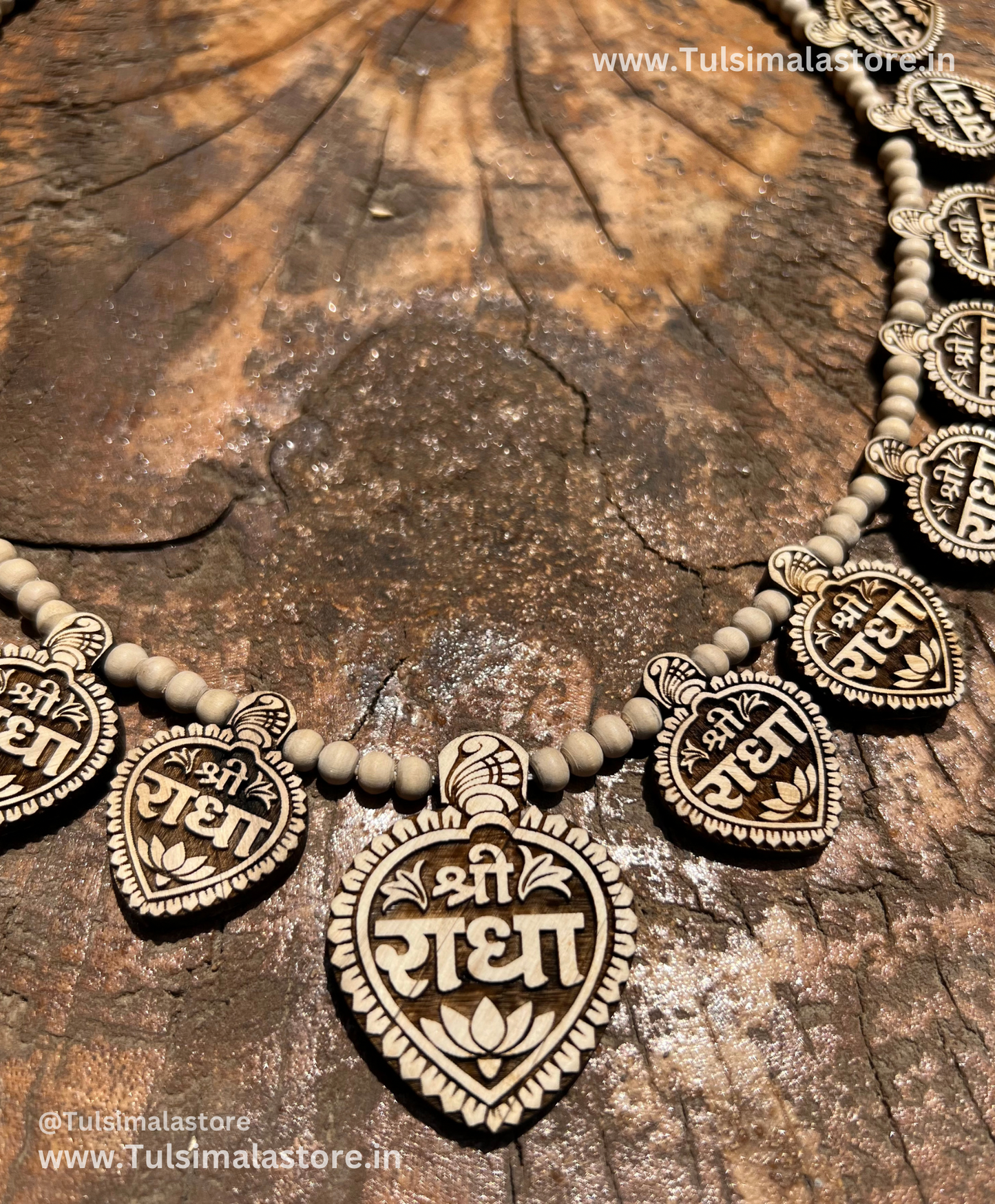 Radha Name 16 Patte Tulsi Mala & 1 Radha Name Big Size Locket(1.5inch) (22 inch Total Mala Length)