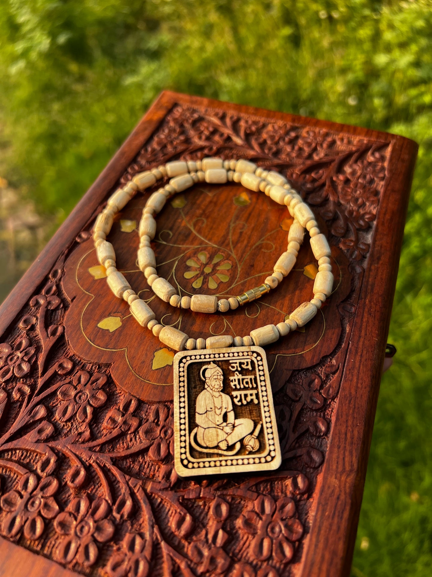 Hanuman Ji Tulsi Locket | Original Tulsi Mala from Vrindavan | Handmade Sacred Kanthi