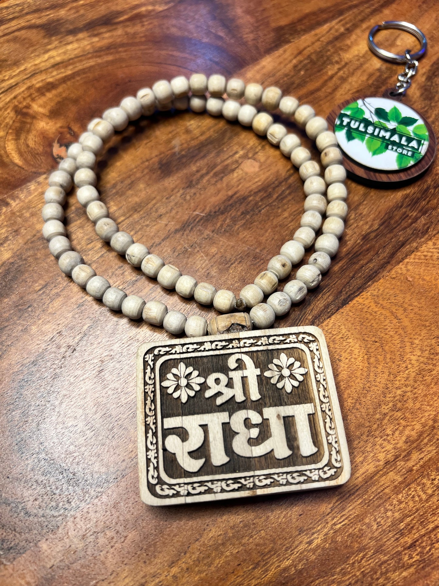 Shree Radha Tulsi Locket Big Size Round Beads Tulsi Mala