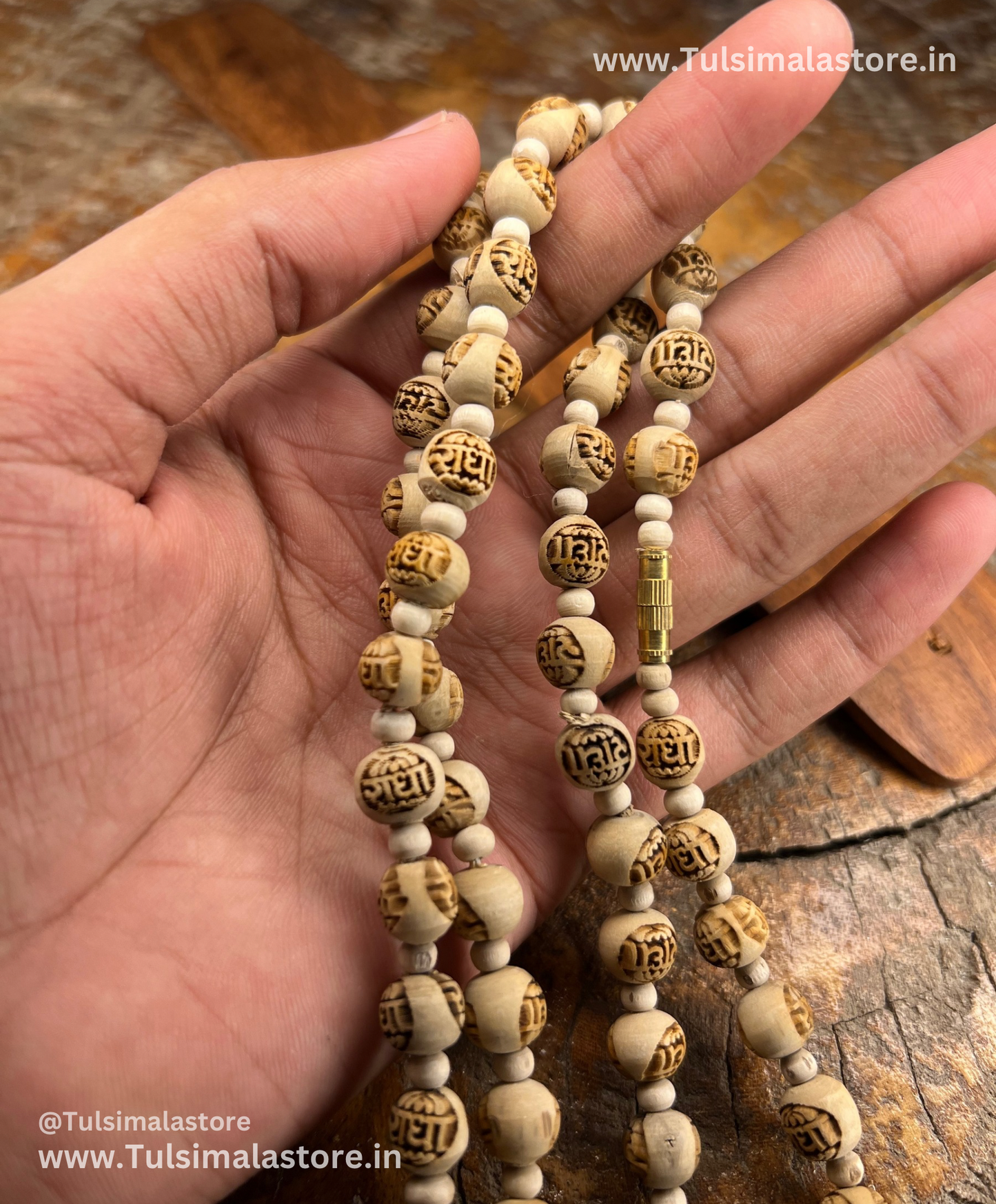 2 Round Radha & Round Beads Kanthi Mala Original Tulsi Vrindavan