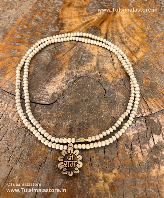 Ram Locket 2 Round Kanthi Mala Round Tulsi Beads & Locket also Made By Tulsi