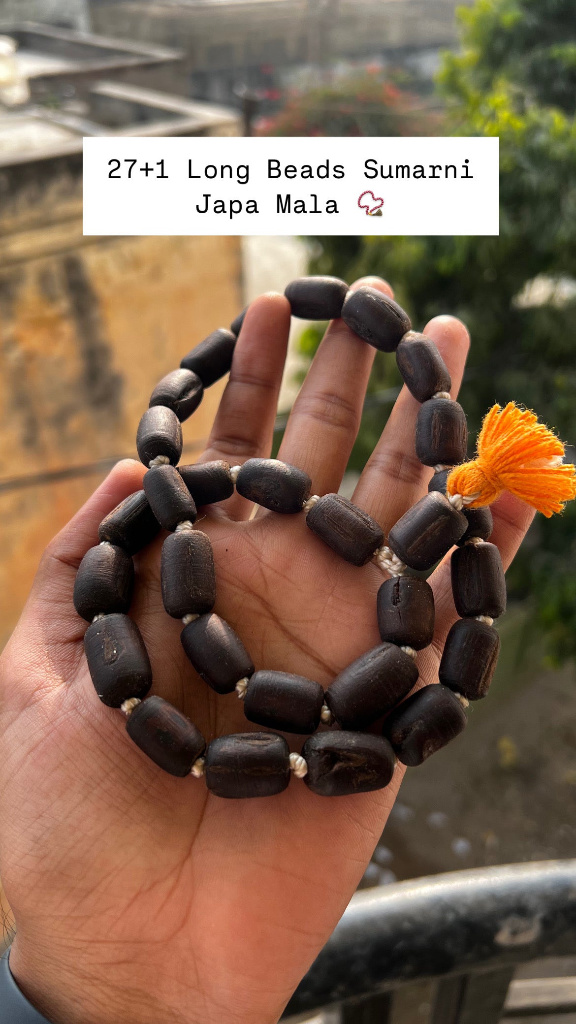 27+1 Black Tulsi Japa Mala Long Beads