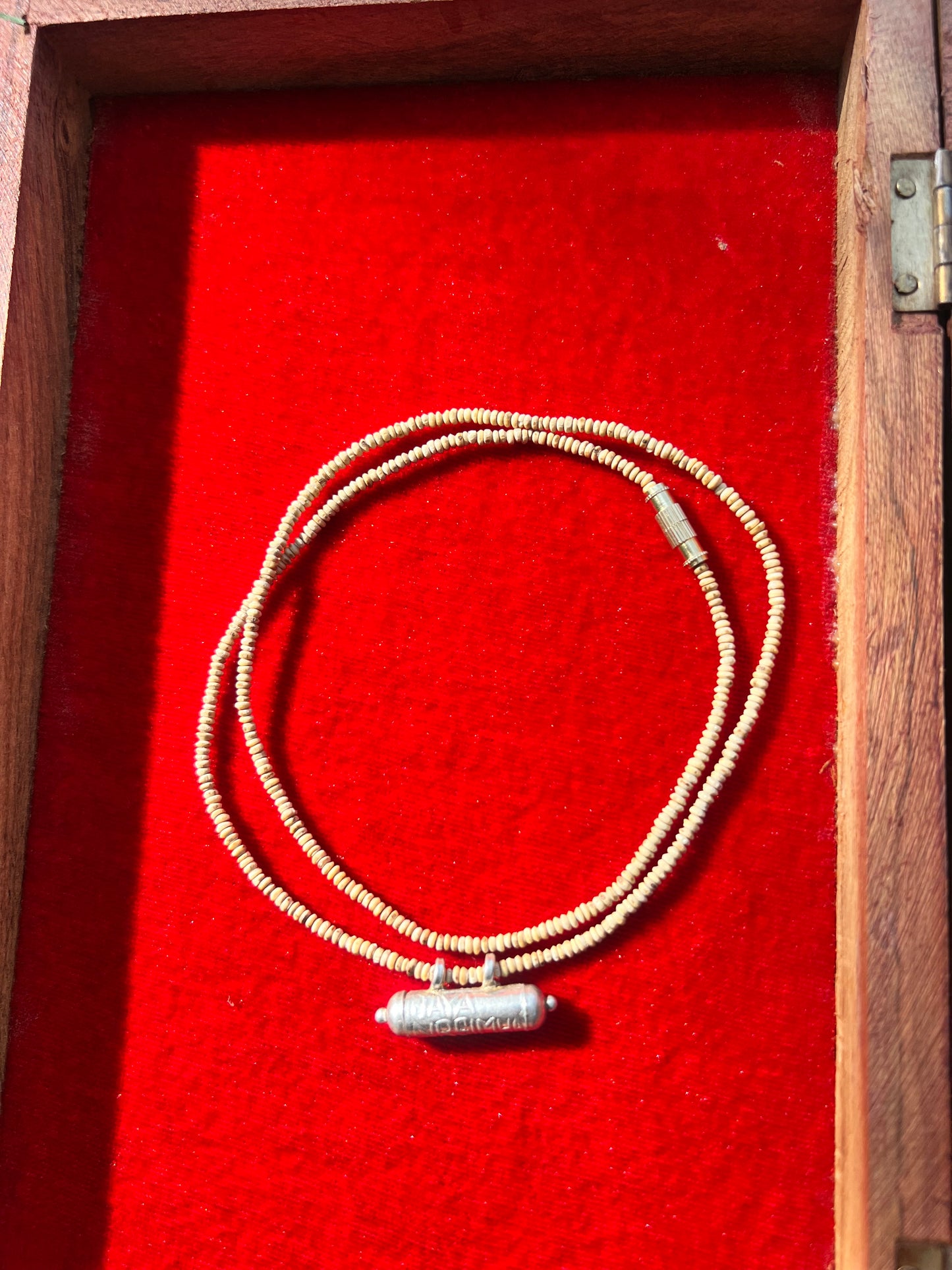 Silver Kavch Fill With Brajraj And Barik Kanthi Mala Original Tulsi Kanthi 1 Round (18inch)