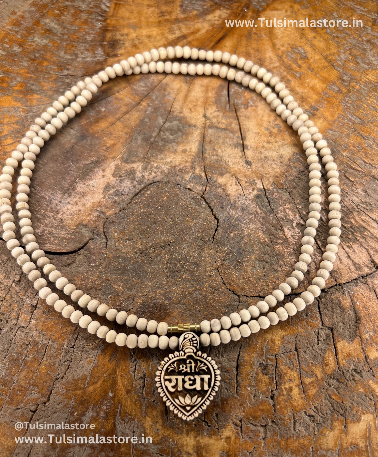 Radha Locket 2 Round Kanthi Mala Round Tulsi Beads & Locket also Made By Tulsi