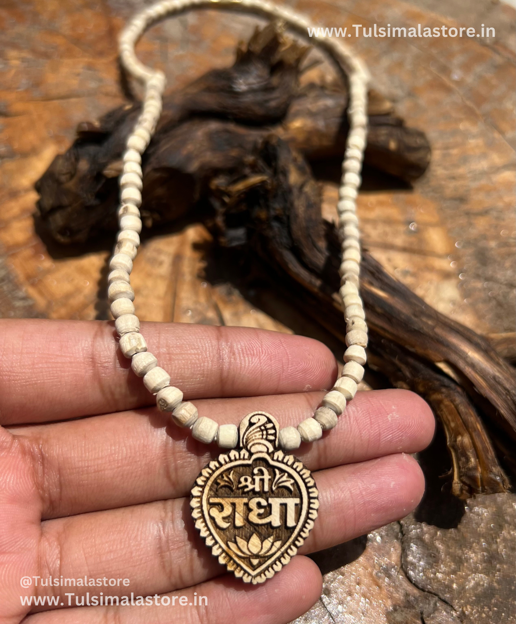 Shri Radha Tulsi Locket Round Tulsi Beads Kanthi Mala