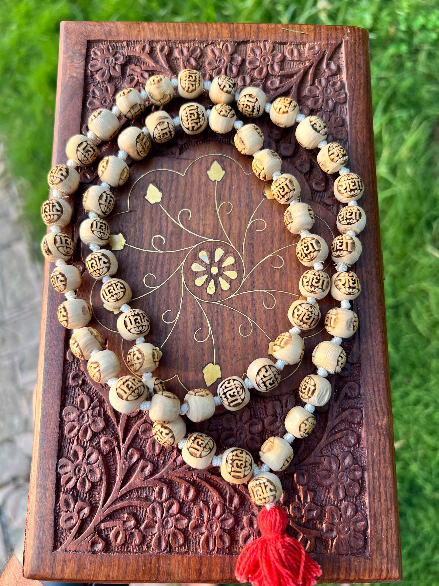 54+1 Tulsi Beads Radha Name Orginal Tulsi Japa Mala