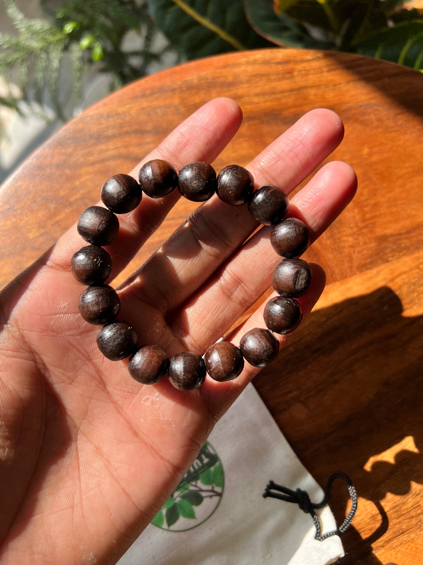 Tulsi Bracelet Black Tulsi Beads Elastic Strong Thread