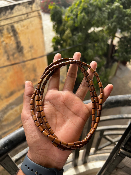 3 Round Brown Beads Kanthi Mala Original Tulsi beads