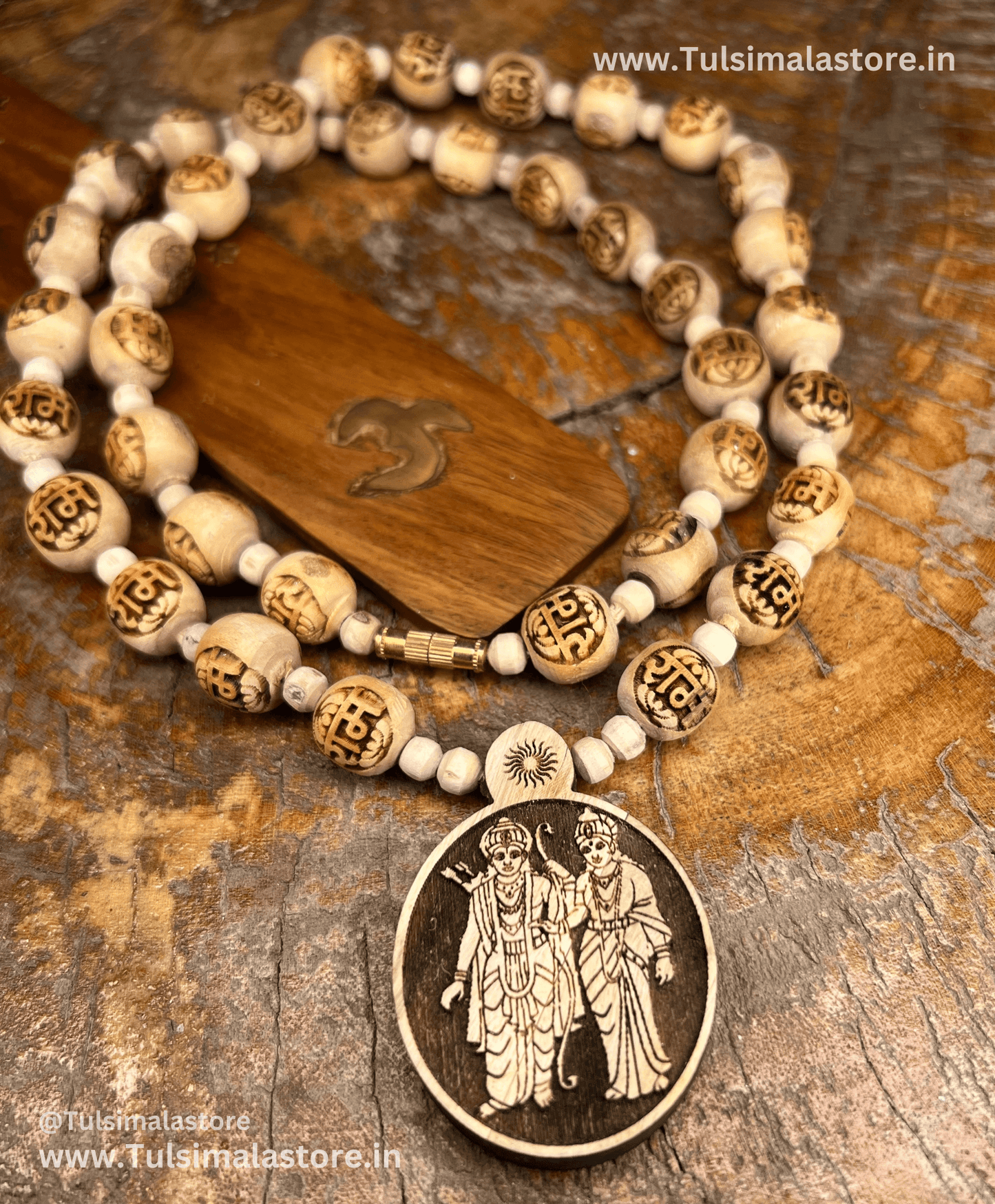 Pure Tulsi Sita Ram Locket & Ram Ram Beads Mala 24inch