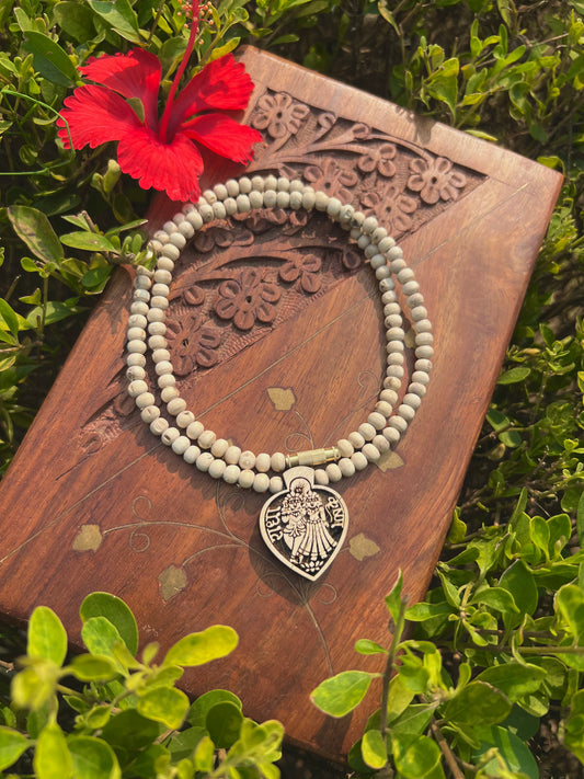 Shri Radha Krishna Tulsi Locket Kanthi 20 Inch | Original Tulsi Beads & Tulsi Locket from Vrindavan