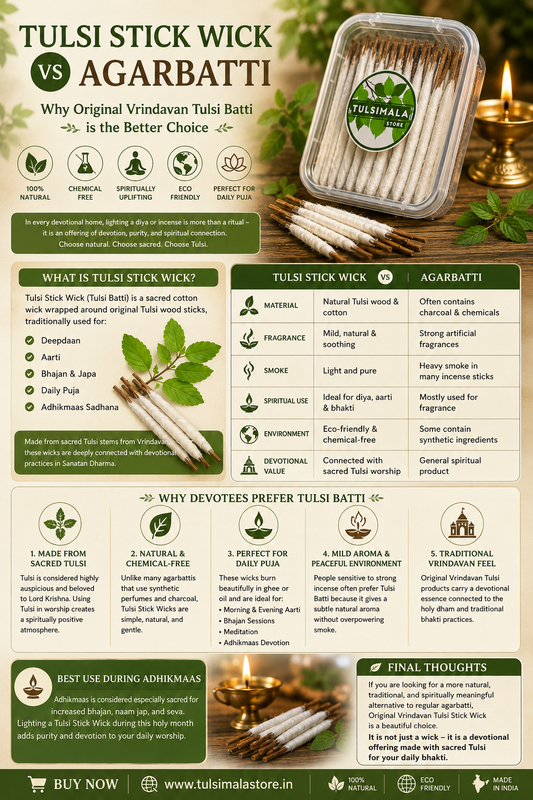 Tulsi Stick Wick vs Agarbatti – Why Original Vrindavan Tulsi Batti is the Better Choice