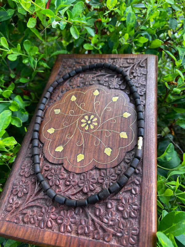 1 Round Long Beads Black Tulsi Kanthi Ghee dip original Kanthi