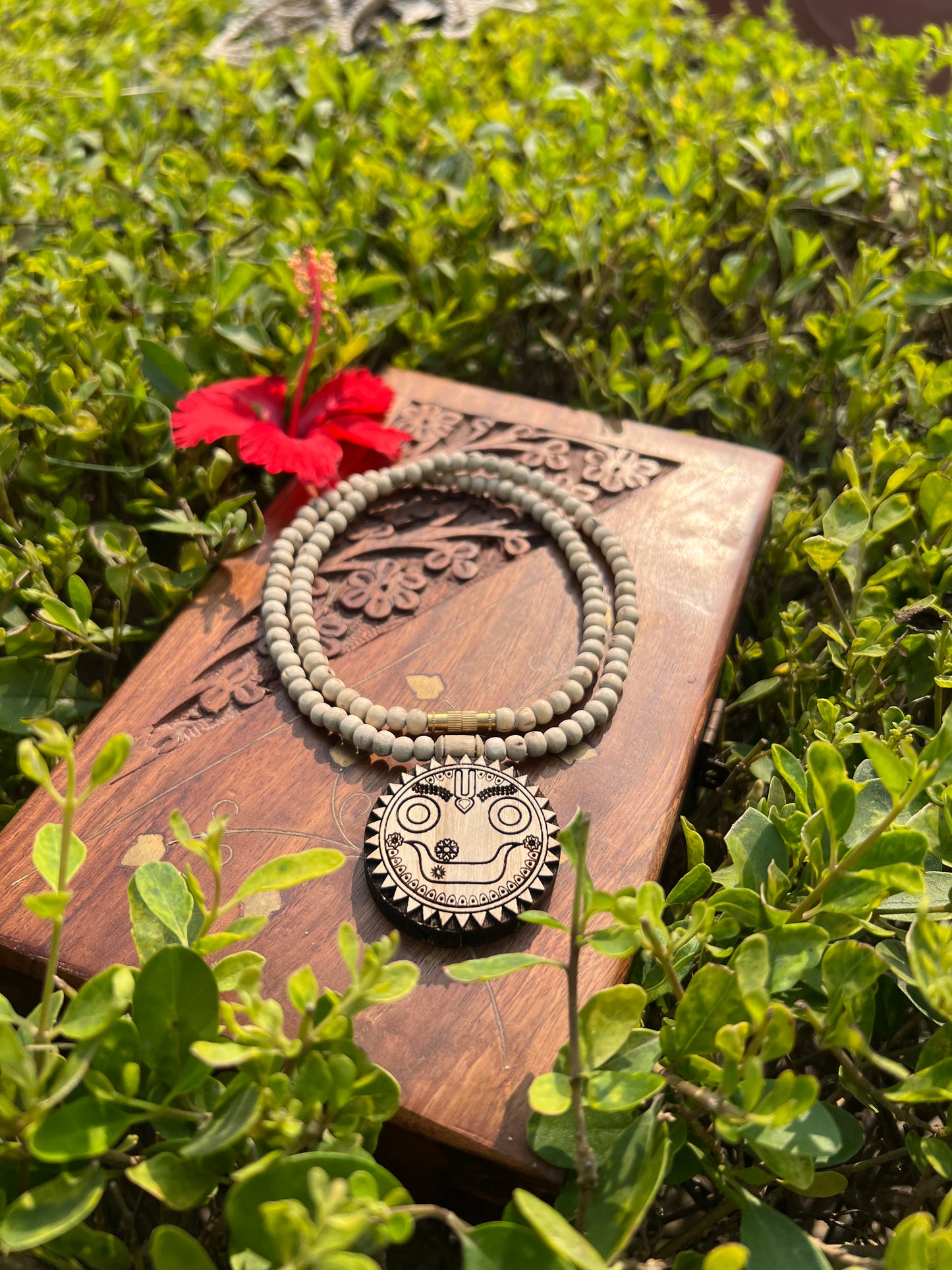 Jagannath Ji Tulsi Locket Kanthi Mala | Original Vrindavan Tulsi Beads | 20 Inch