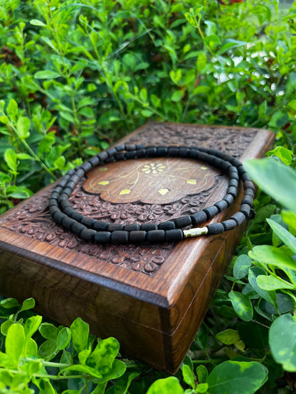 2 Round Black Kanthi Long Beads Ghee dip black colour