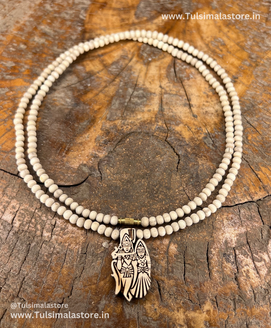 Radhakrishna Jugal Jodi locket 2 Round Kanthi Mala Round Tulsi Beads & Locket also Made By Tulsi