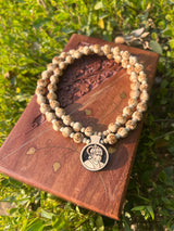 Shri Hanuman ji Round Shape Tulsi Locket / Sita Ram Tulsi Beads Mala 24inch