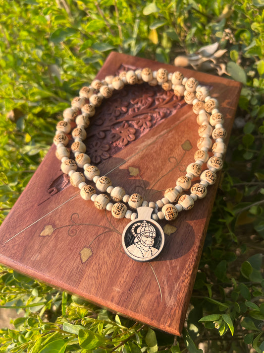 Shri Hanuman ji Round Shape Tulsi Locket / Sita Ram Tulsi Beads Mala 24inch