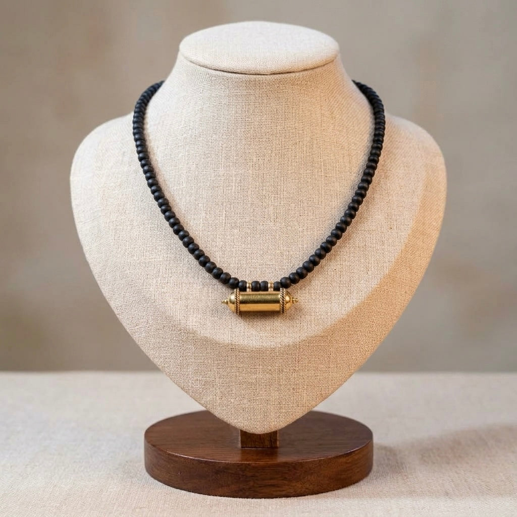 Kavacha with Black Tulsi Kanthi Mala Panchaloha Pendant