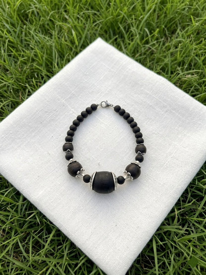 Tulsi Hand Bracelet With German Silver Caps