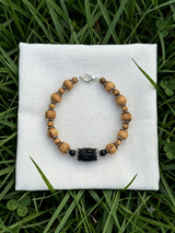 Tulsi Hand Bracelet Brown Round Beads & German Silver Caps