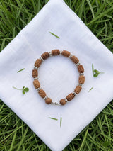 Tulsi Hand Bracelet Radha Name Brown Beads & German Silver caps