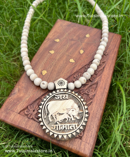 Jai Gaumata tulsi locket round shape tulsi mala original tulsi 24inch