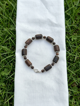 Tulsi Hand Bracelet Black Long Beads & German Silver Caps