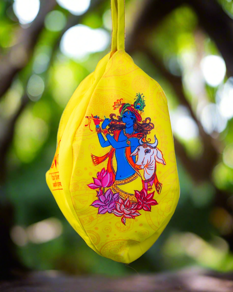 Krishna Cow Printed Japa Mala Bag